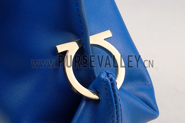 Salvatore Ferragamo Sofia Mini Leather Tote Blue