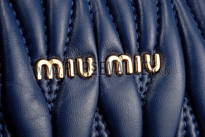 Miu Miu Matelasse Top Handle Large Dark Blue