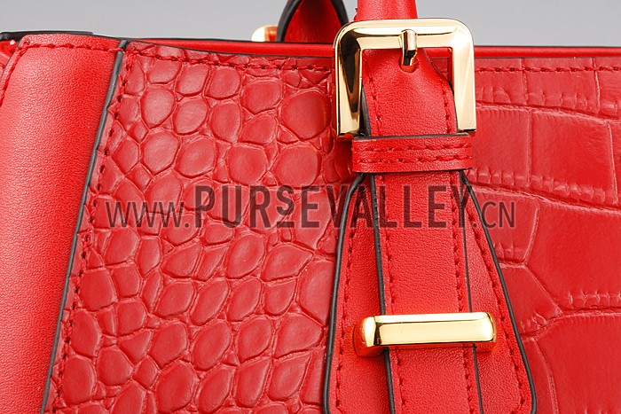Prada Crocodile Leather Shoulder Bag Red