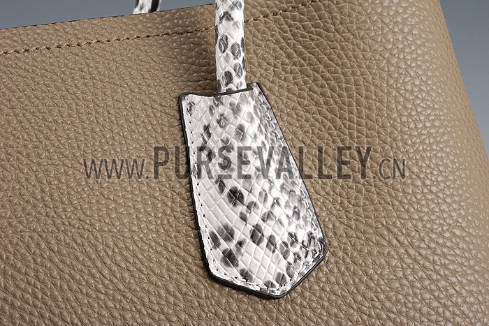 Prada Double Tote Grey With Python Handles