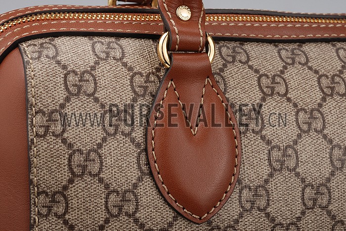 Gucci Boston Supreme Canvas Shoulder Bag Brown