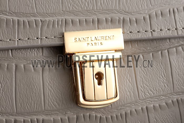 Saint Laurent High School Medium Crocodile Leather Bag Grey
