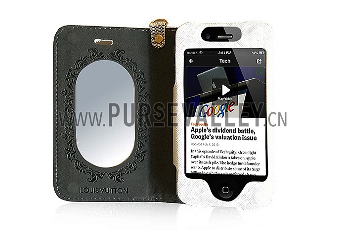 Louis Vuitton Damier Azur Wallet Case with Mirror for iPhone 4 & 4S