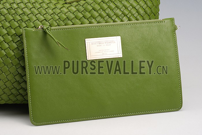 Bottega Veneta Woven Ostrich Large Tote Green