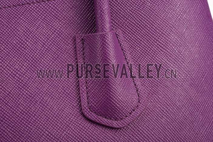 Prada Saffiano Double Tote Purple