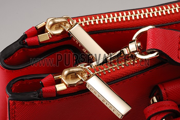 Tory Burch Robinson Double Zip Red Tote