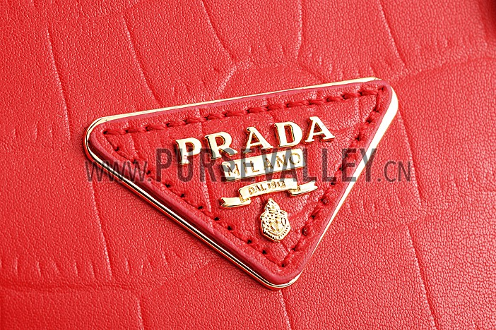 Prada Saffiano Crocodile Leather Red Bag