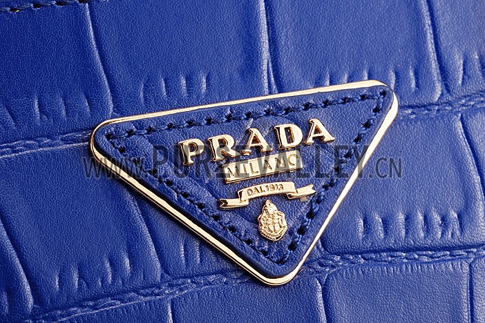 Prada Saffiano Crocodile Leather Black And Blue Bag
