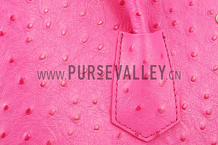 Prada Double Tote Ostrich Leather Bag Fuchsia