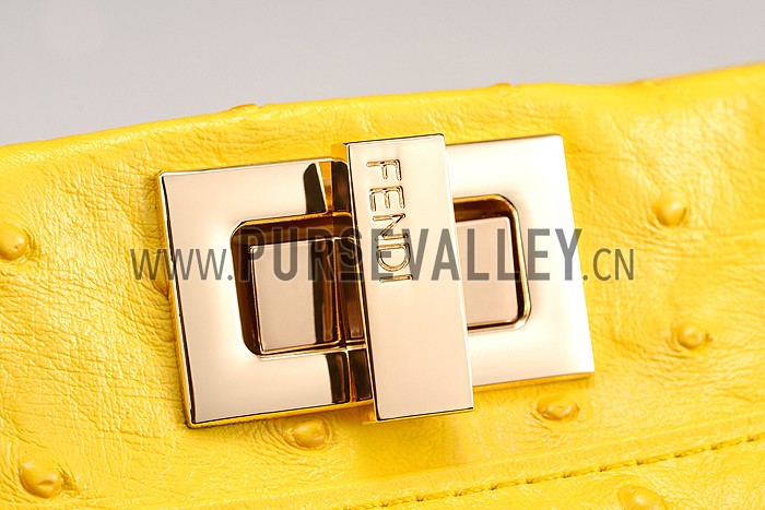 Fendi Peekaboo Mini Ostrich Leather Yellow Bag