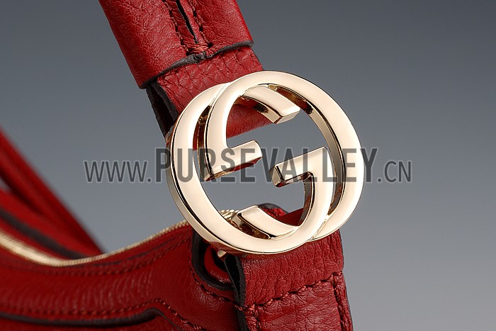 Gucci Miss GG Leather Hobo Dark Red