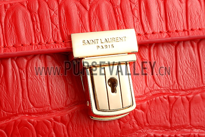 Saint Laurent High School Medium Crocodile Leather Bag Red
