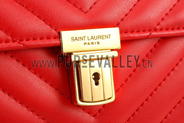 Saint Laurent High School Matelasse Medium Bag Red