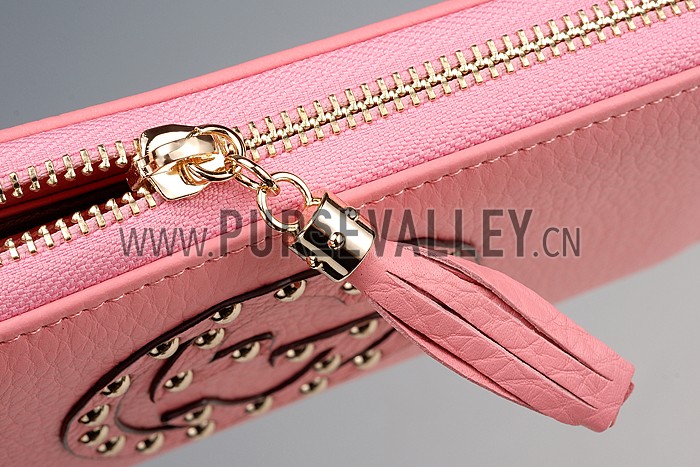 Gucci Soho Disco Studded Wallet Pink