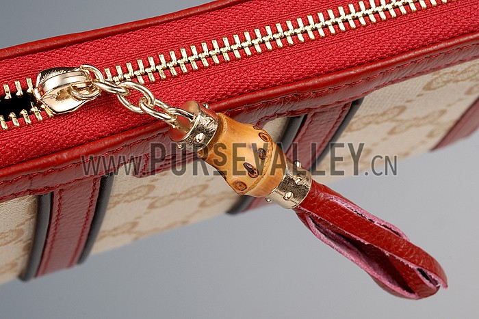 Gucci Vintage Web GG Canvas Wallet Red