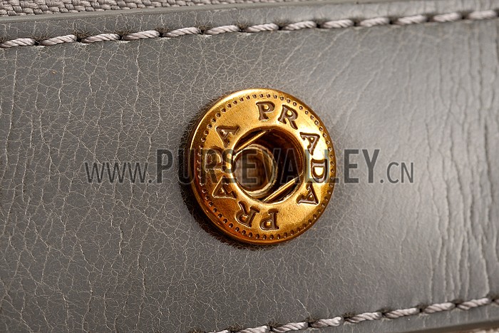 Prada Classic Patent Leather Satchel Grey