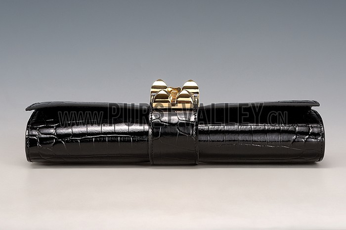 Hermes Medor Crocodile Leather Black Clutch 18926677