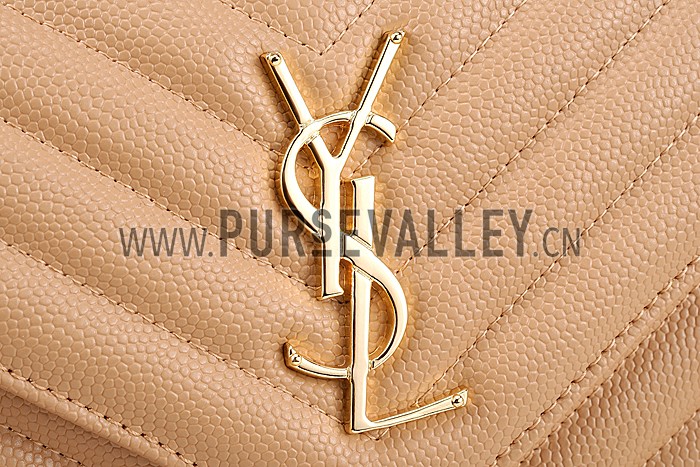 Saint Laurent Monogram Wallet On Chain Light Brown