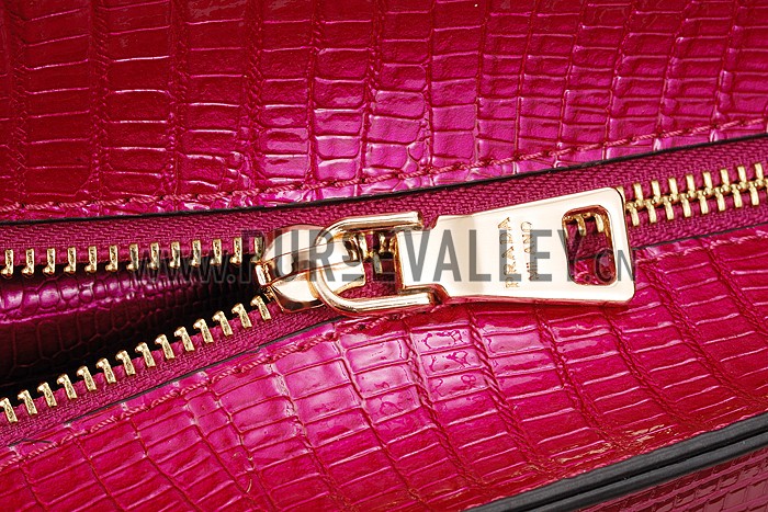Prada Double Tote Crocodile Leather Bag Fuchsia