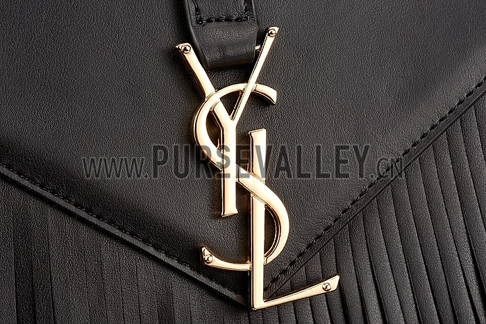 Saint Laurent Medium Fringed Leather Satchel Black