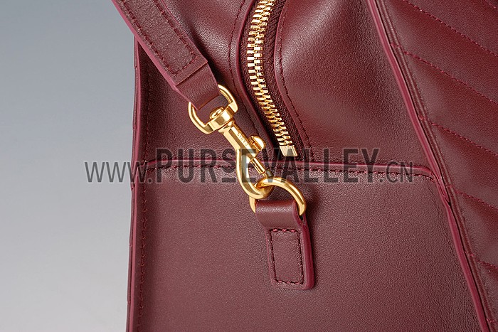 Saint Laurent Monogram Cabas Bordeaux Matelasse Leather Bag