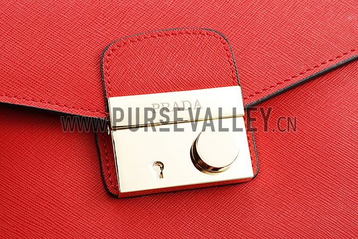 Prada Saffiano Leather Lux Small Red Bag