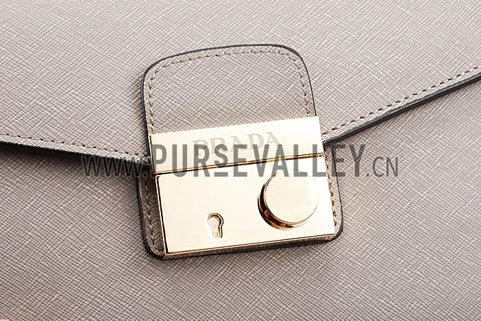 Prada Saffiano Leather Lux Small Grey Bag