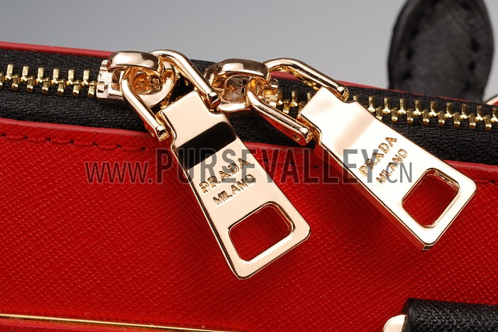 Prada Promenade Black And Red Crocodile Bag