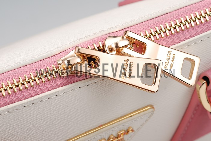 Prada Saffiano Promenade Pink and White Tote