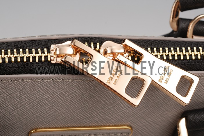 Prada Saffiano Promenade Black and Grey Tote