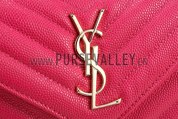 Saint Laurent Monogram Wallet On Chain Fuchsia