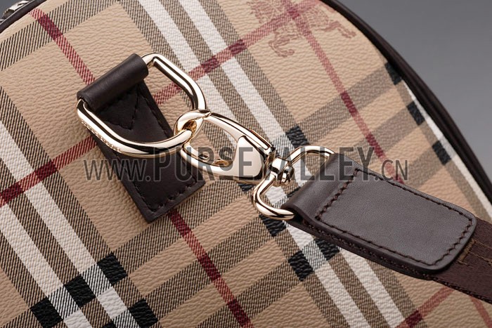 Burberry Haymarket Black Trim Large Duffle Bag