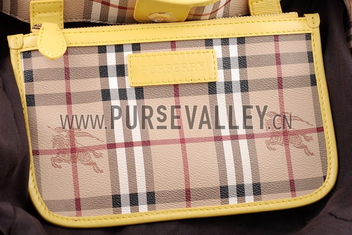 Burberry Haymarket Small Tote Yellow Trim
