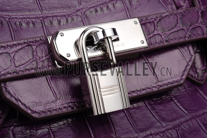 Hermes Birkin Bag Croc Purple