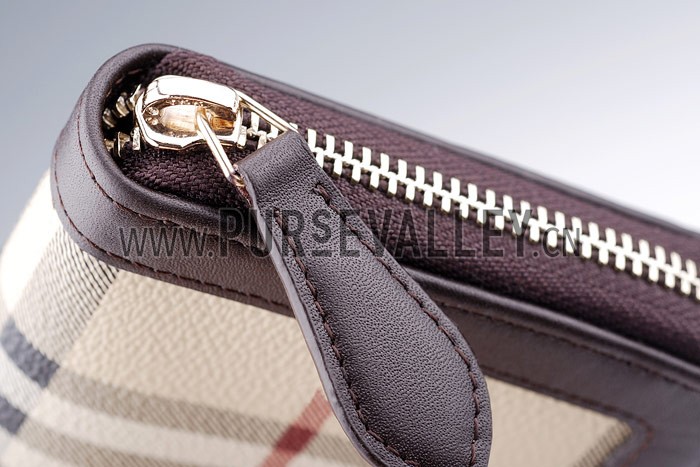 Burberry Nova Check Zip Around Wallet Black Trim
