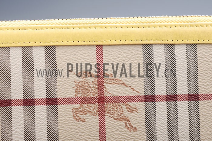 Burberry Nova Check Zip Around Wallet Yellow Trim