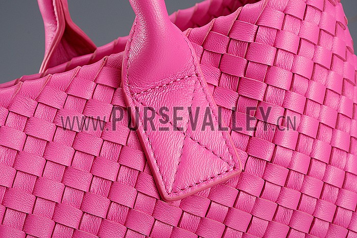 Bottega Veneta Woven Ostrich Large Tote Bright Pink