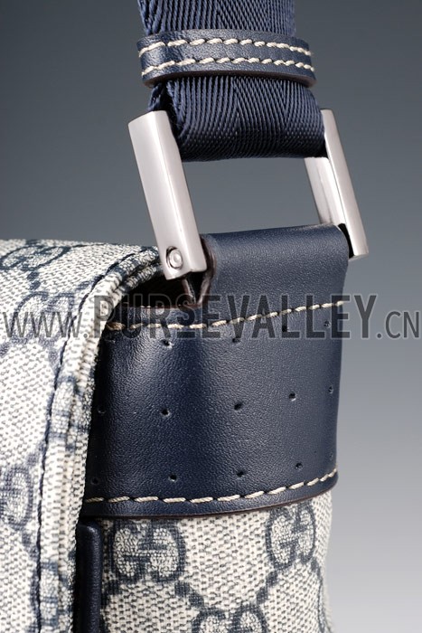 Gucci Monogram Canvas Messenger Flap Bag Navy
