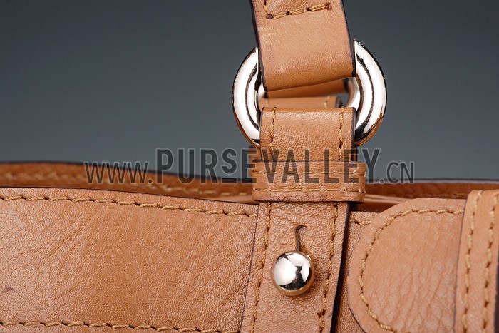 Gucci Belted Large Top Handle Bag Canvas Fabric Tan 7773