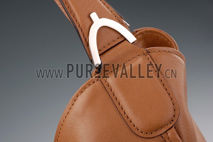 Gucci Soft Stirrup Tan Leather Large Shoulder Bag