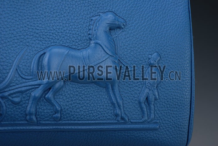 Hermes Birkin Horse Embossed Gold Hardware Tote Blue