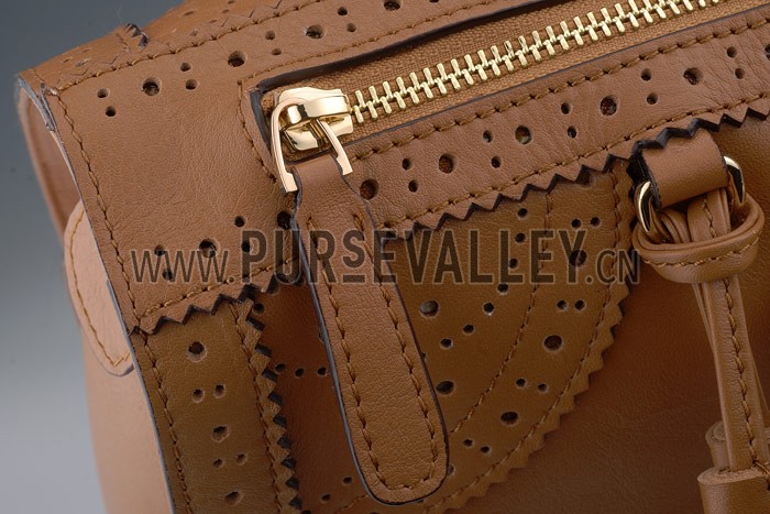 Gucci Duilio Brogue Tan Leather Tote