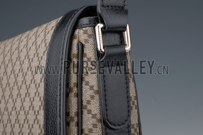 Gucci Canvas Medium Flap Messenger Bag Black Trim