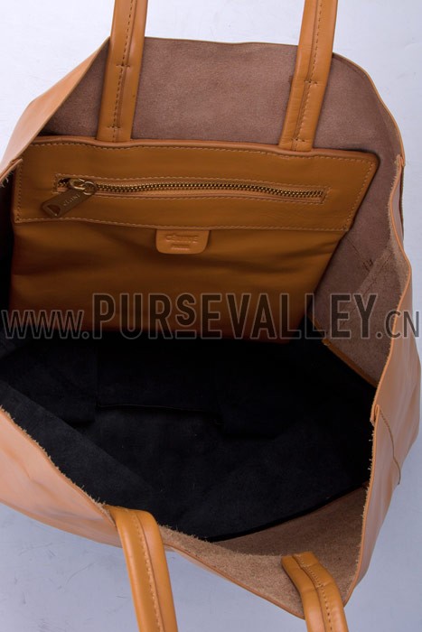 Celine Cabas Gusset Beige Black Leather Tote