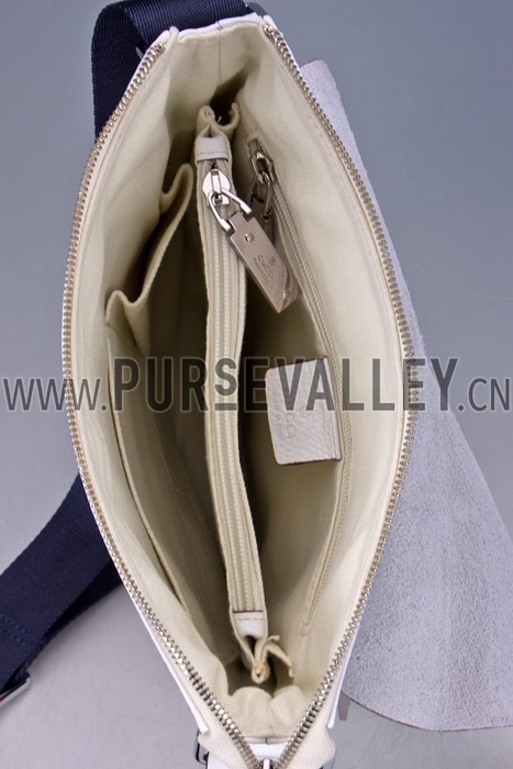 Gucci Web White Leather Small Messenger Bag