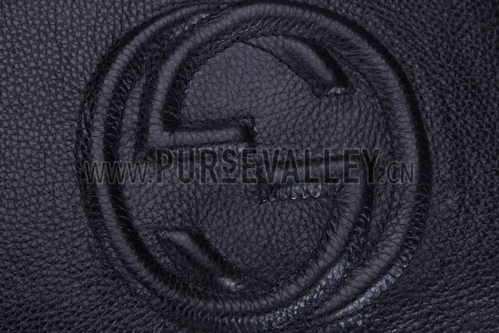 Gucci Medium Soho Black Leather Shoulder Bag with Chain Straps