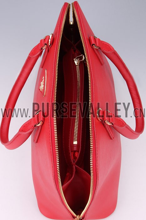 Prada Saffiano Medium Promenade Tote Red