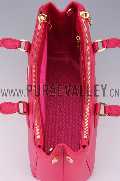 Prada Medium Saffiano Lux Top Handle Fuchsia