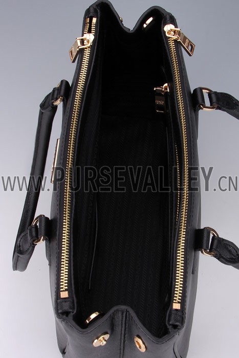 Prada Medium Saffiano Lux Top Handle Black