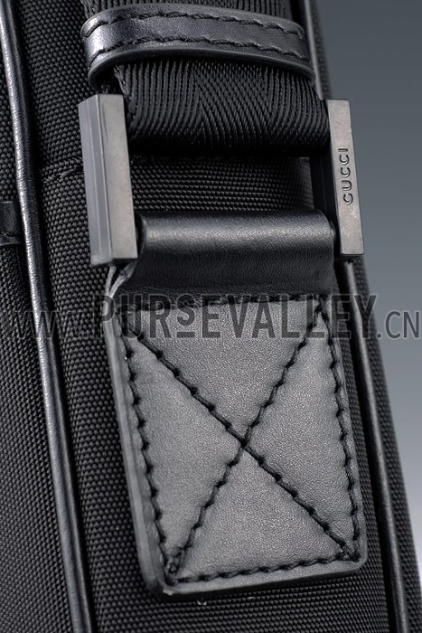 Gucci Canvas Shoulder Bag Black with Web Detail